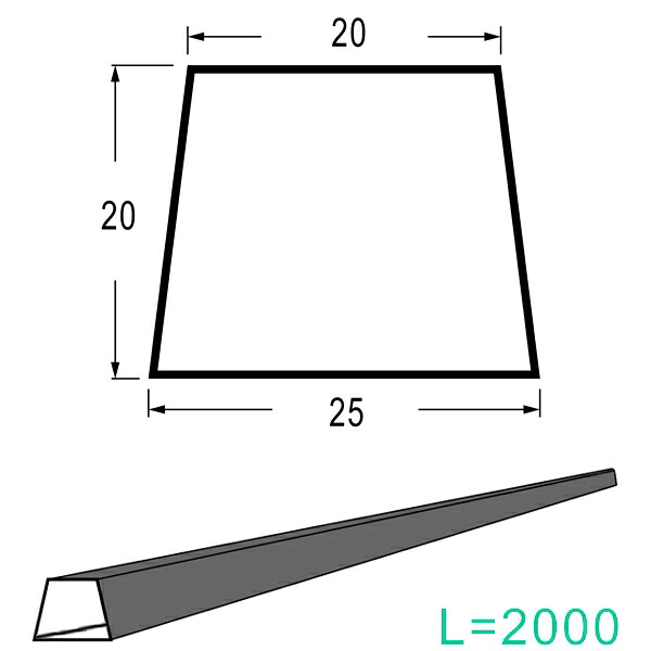 乾産業(INUI) スーパー目地棒 両テーパー 2W：25×20×20 L\u003d2M 入数：50個入