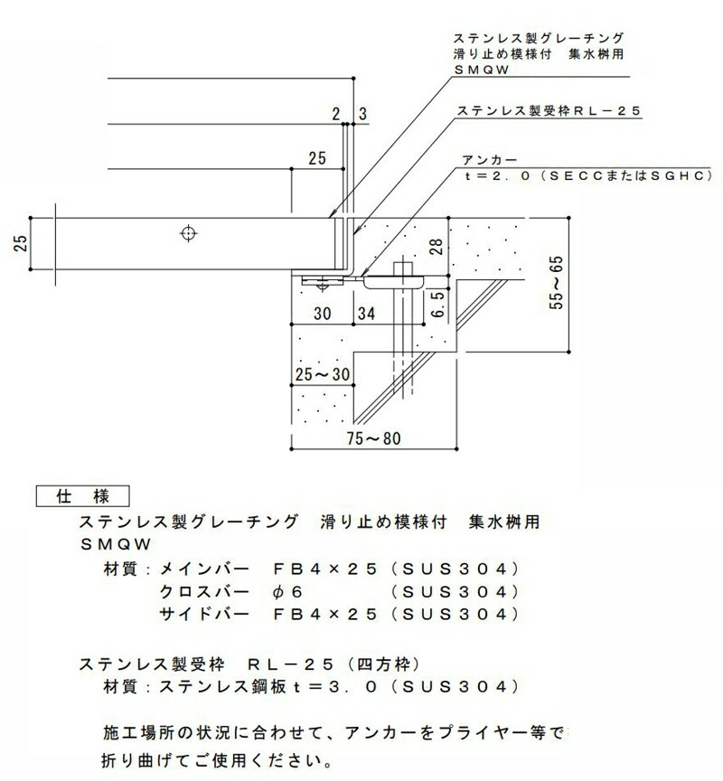 国内正規品 カネソウ SUSグレーチング 落葉助っ人バスケット付滑り止め模様付集水桝用 注番