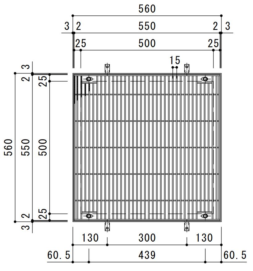 年中無休】 カネソウ SUSグレーチング 落葉助っ人 ボルトキャップ付ボルト固定式滑り止め模様付集水桝用 注番