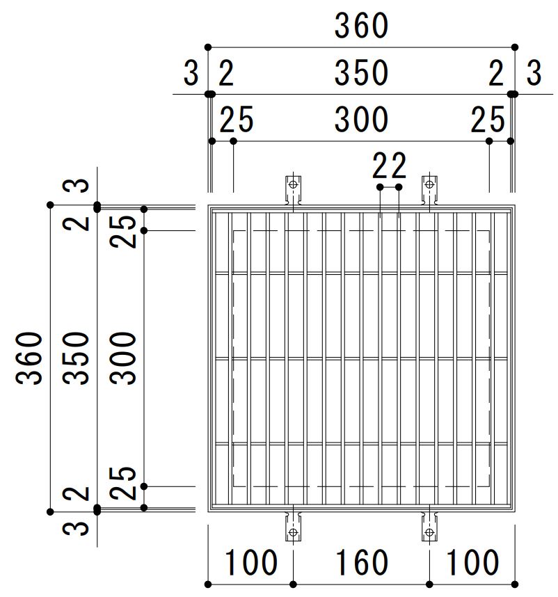 数量は多】 カネソウ SUSグレーチング 滑り止め模様付集水桝用 SMQW-4425-P=30 RL-25枠付 すきま26mm 寸法：400×400×25 