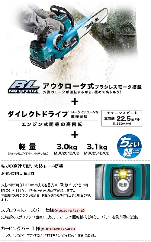 マキタ(makita) 18V 充電式チェンソー250mm 赤 セット MUC254CDGR