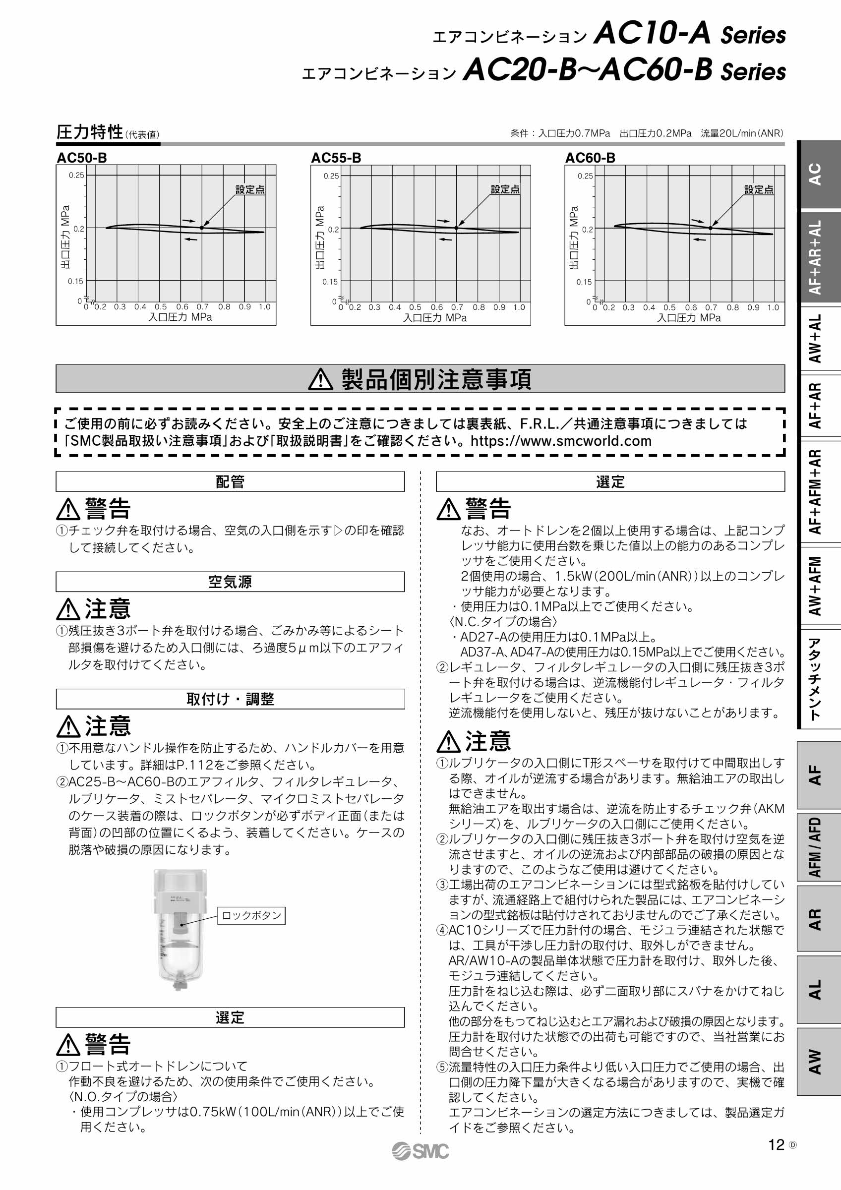 ＳＭＣ モジュラタイプエアコンビネーション 〔品番:AC50-10G-6-B