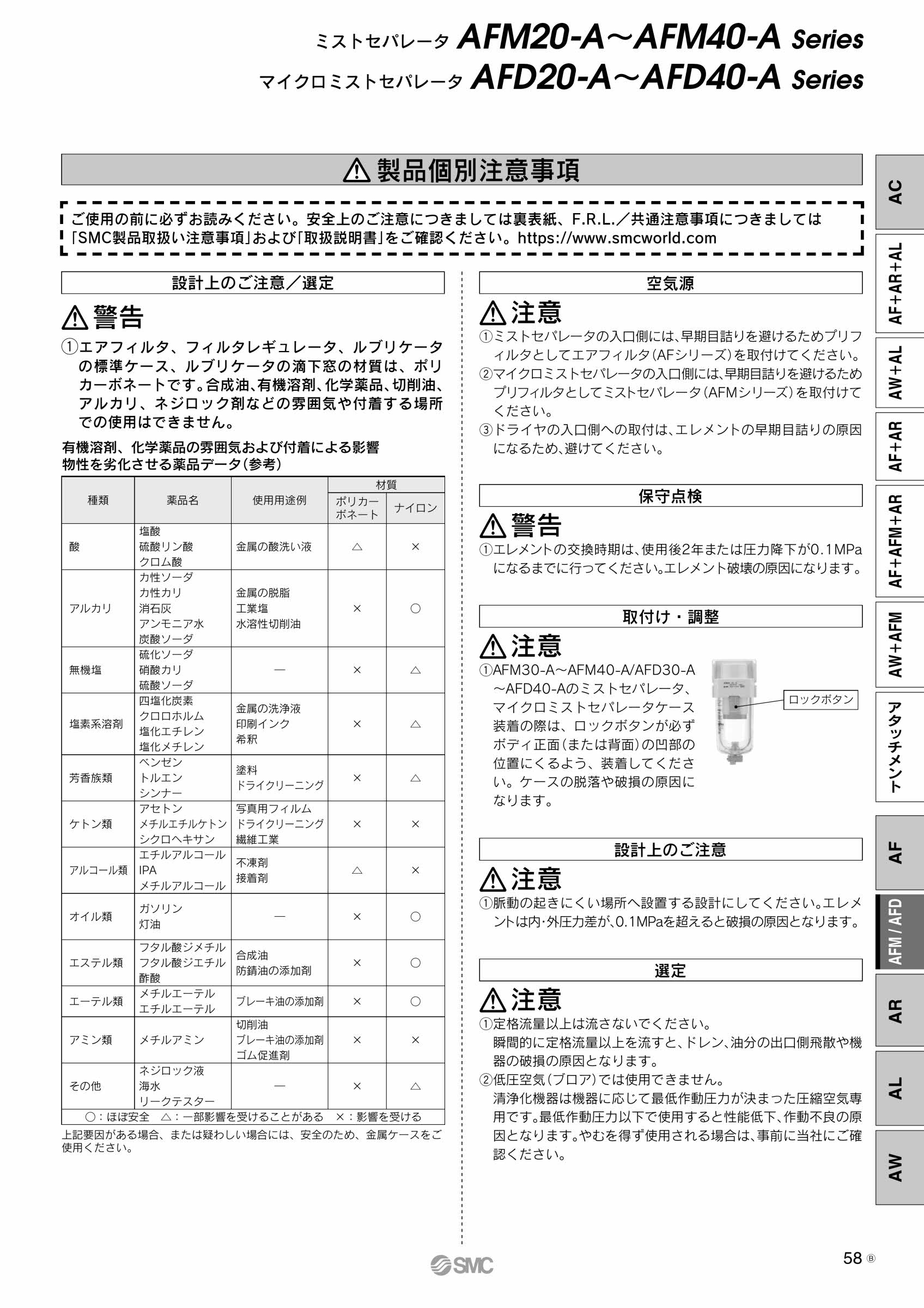 ＳＭＣ ミストセパレータ 〔品番:AFD40-06-R-A〕[8635415]「送料別途