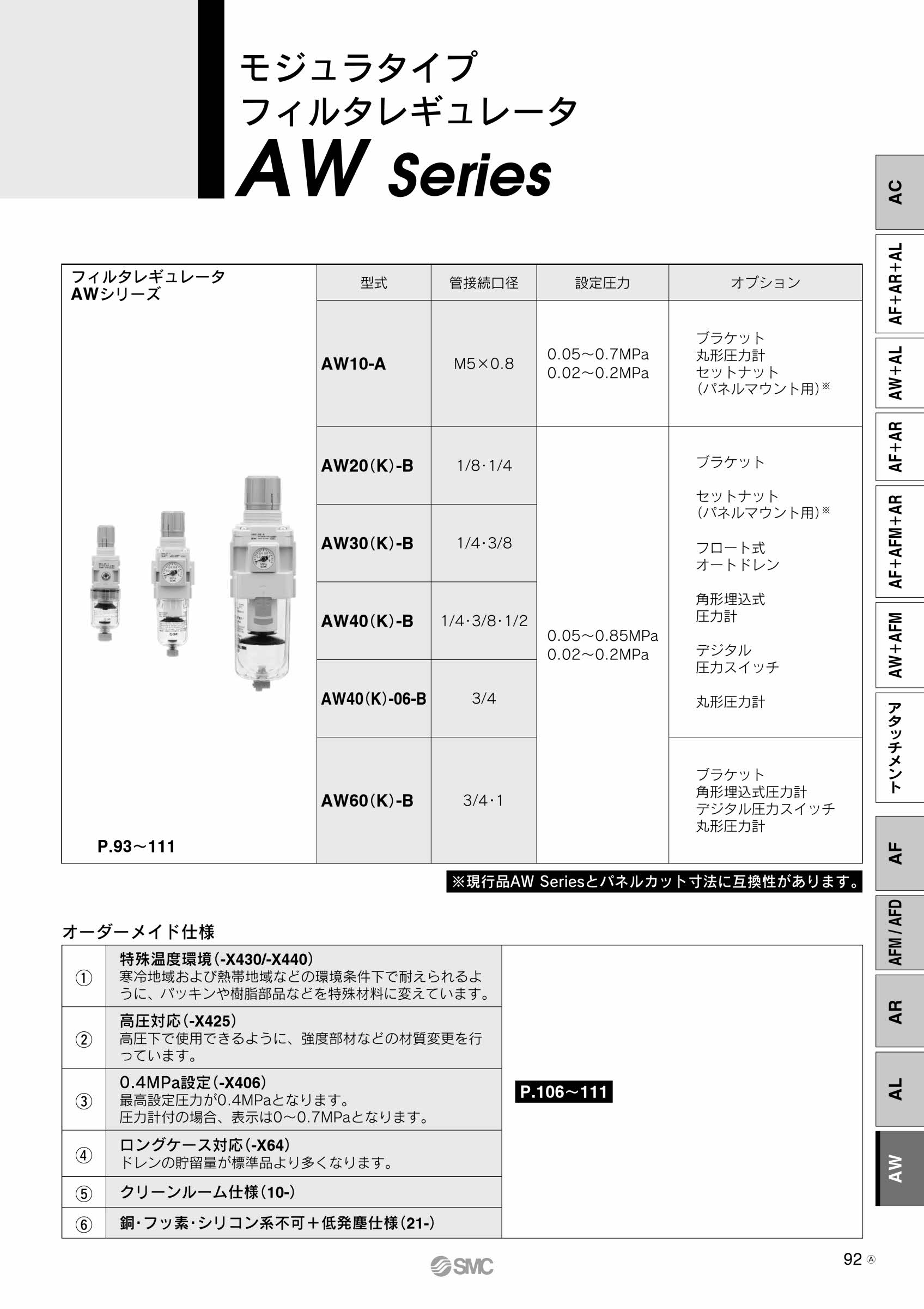 大好評です ＳＭＣ フィルタレギュレータ 〔品番:AW40-04E1-ZA-B