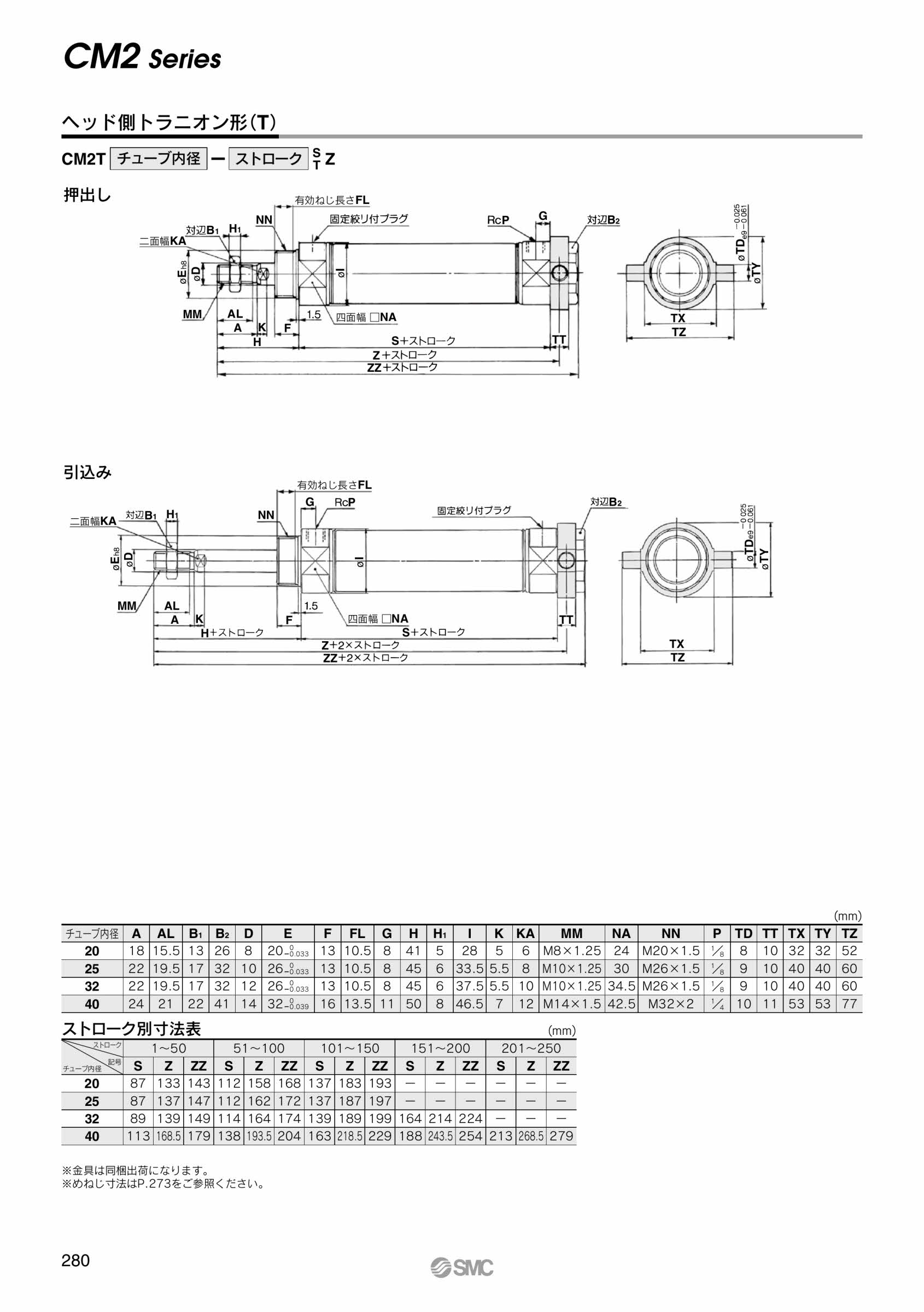 SMC エアシリンダ CM2シリーズ 標準形 複動式 片ロッド オートスイッチ