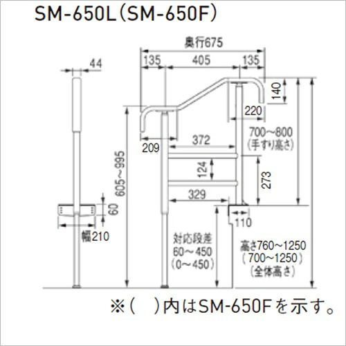 上框用手すり SM-650L ブラウン「直送品、送料別途見積り」 acea