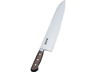 正本 紫丹柄ツバ付最高級炭素鋼 牛刀包丁33Cm　330mm「送料元払い・直送」｜佐勘金物店