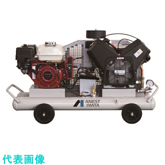 アネスト岩田 レシプロコンプレッサー(給油式) 軽便形コンプレッサ 3.7KW エンジン駆動 (品番:PLUE37C-10)(注番1165134)・(法人・事業所限定,直送元)|佐勘金物店