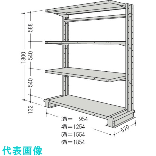 ＴＲＵＳＣＯ Ｍ３型棚 背板付 Ｗ９００ＸＤ５９５ ３段 連結 M3-6363