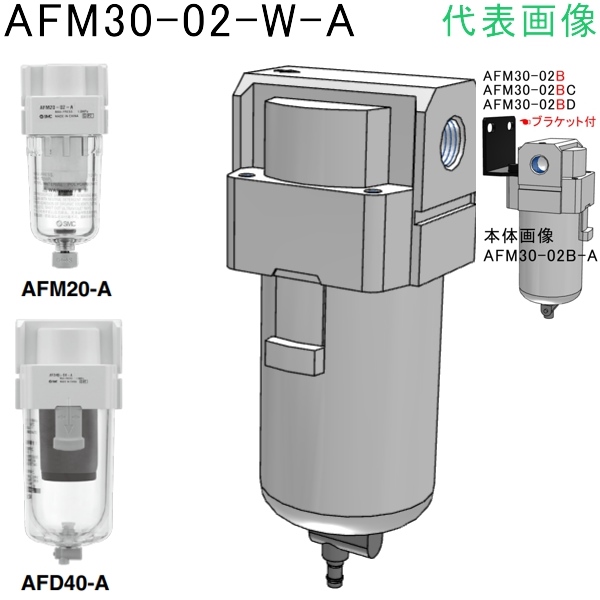 即納&大特価】 ＳＭＣ マイクロミストセパレータ 〔品番:AFM40-06B-W-A