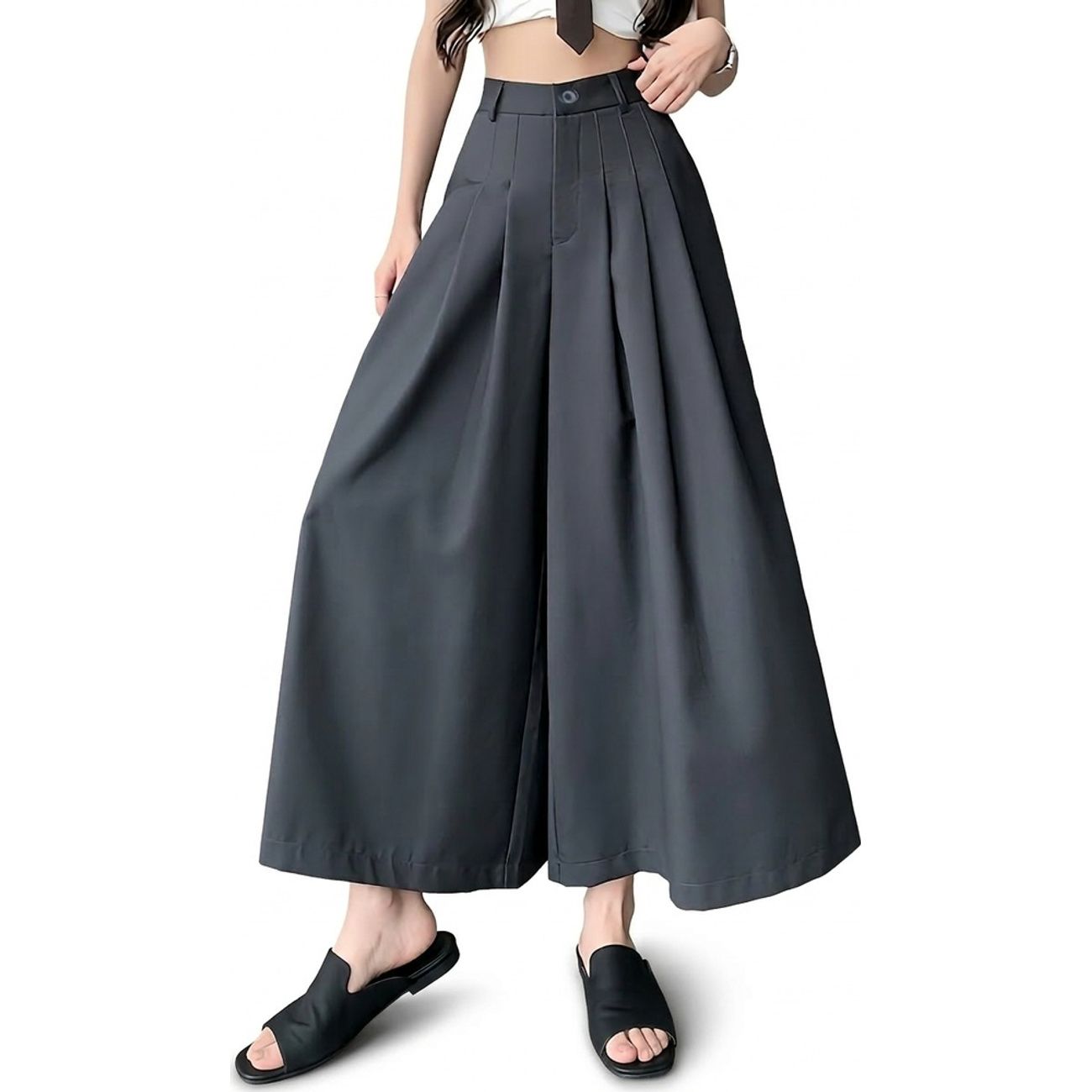 ワイドパンツ レディース スラックス ハイウエスト ガウチョパンツ タック入り ロングパンツ 体型カバー 脚長 きれいめ 大人 カジュアル オフィス 通勤 春 秋 冬 ゆったり 事務服