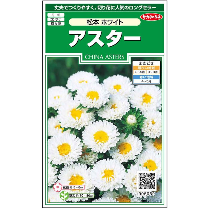 珍しい サカタのタネ公式 アスター 種 小袋 約180粒 ホワイト 松本 花 春まき 秋まき 夏 秋 鉢植え 地植え 切り花 プランター 鉢 仏花 ベランダ栽培 ガーデニング 園芸 菊 キク 種子 タネ たね Toyama Nozai Co Jp