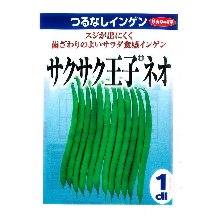 【楽天市場】【サカタのタネ公式】 つるなしインゲン サクサク王子(R)ネオ 野菜 種 150~340粒 大袋 春まき 秋まき 固定種 簡単 ...