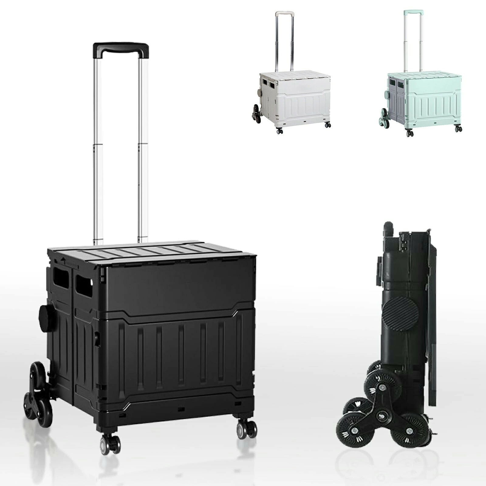 ショッピングカート 折り畳み キャリーカート 軽量 買い物カート ブレーキ付き 耐荷重100KG 調整可能なドローバー 8輪360°回転 階段を楽に登る コンテナキャリー キャリーカート 携帯便利 大容量 静音 簡単組立