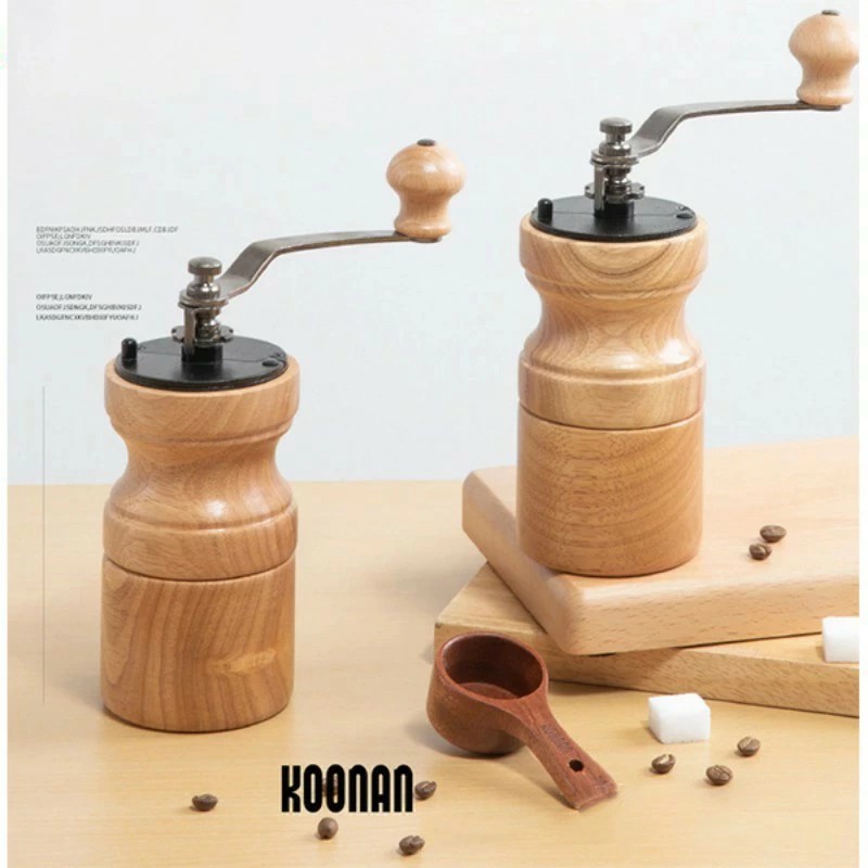 二つですコーヒーミル 手挽き コーヒー豆挽き器 木製 セラミック刃 手動 小型 粗さ調整可能 手動式コーヒーミル 珈琲 ミル 手回し