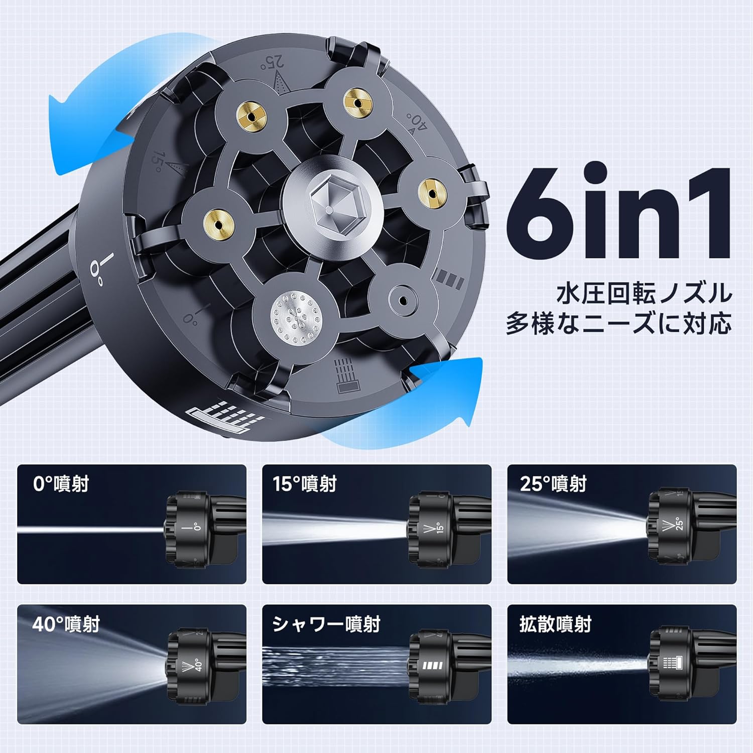 高圧洗浄機 コードレス 充電式 家庭用 洗車 噴射圧力6Mpa 噴射水量6L/min 21V 500W 自吸式 初心者 高圧洗浄器 6段階マルチスプレー フォームガン コンパクト 洗車機強力噴射 軽量 洗車/庭/ベランダ 2年保証