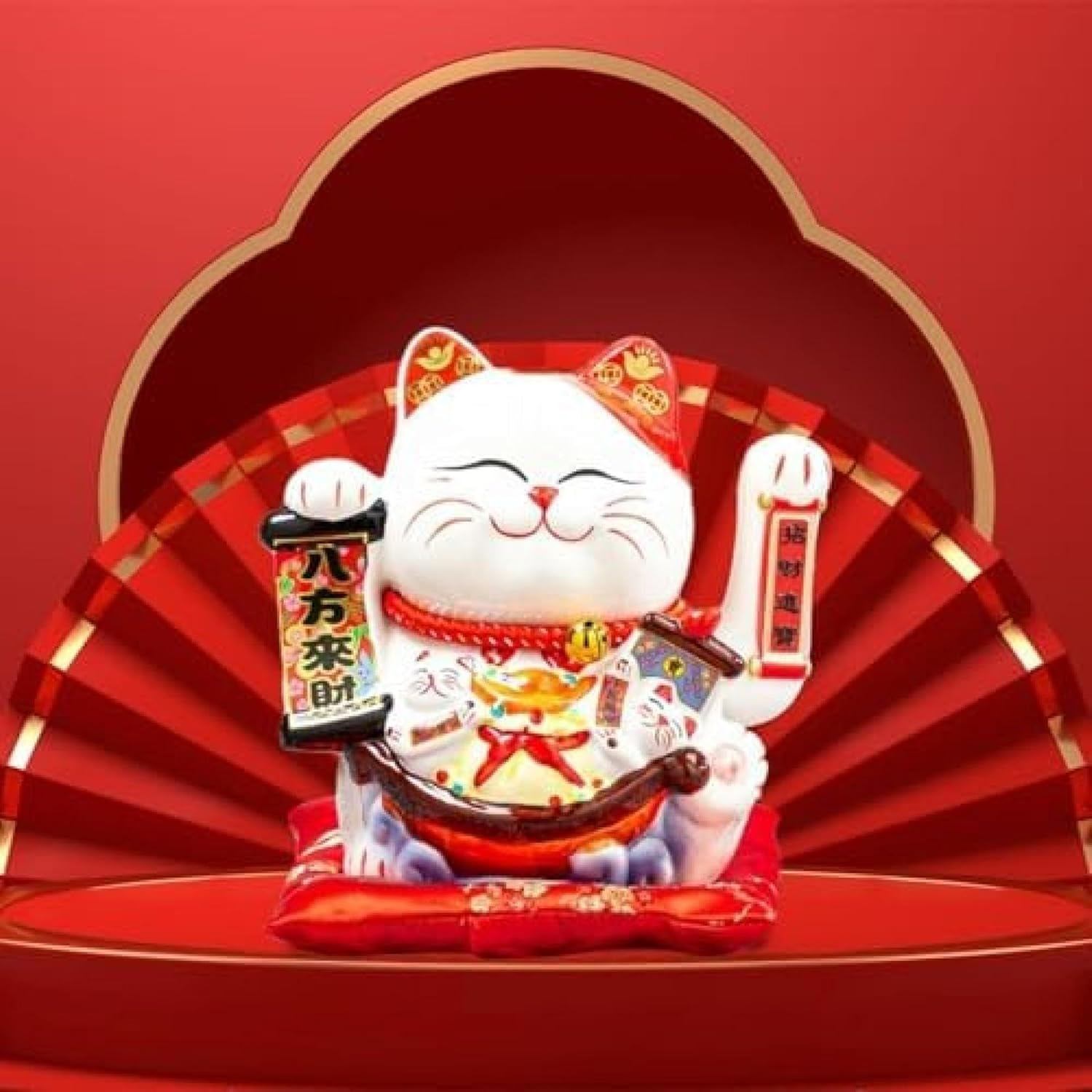 招き猫 幸運の猫 招き猫置物 幸運 招き 手振り招き猫 祈願 厄除け 病除け お金を招く 風水 お願い 金運アップ 開運招福 商売繁盛 (B) 車 プレゼント 新年 玄関 家 店飾り インテリア 装飾