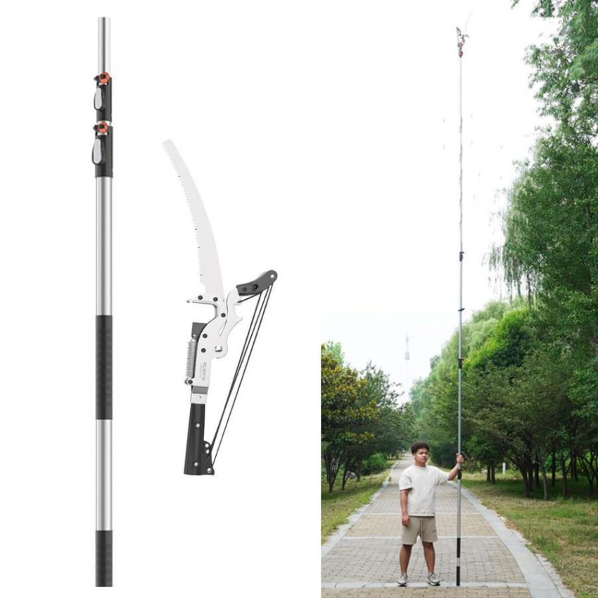 超軽さ伸縮式高枝鋏 高枝切りバサミ 3M 5M 6M 切り下げるばさみ 枝切り鋏 SK5御膳上等カーボン刃 高枝切りノコギリ園芸 剪刀 鋸付き添い人 切りおとす径40粍 豪然たる 切り下げるバサミ太枝切鋏 果