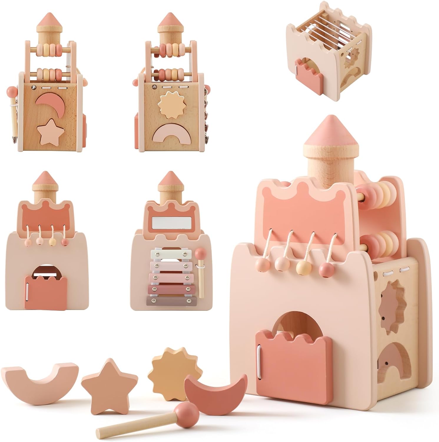 「10％OFFクーポン配布中」型はめ パズル かわいい 木製 形合わせ はめ込み パズルボックス 子供 モンテソッリーおもちゃ ロケット型 ブロック6個セット 形状認識 指先遊び 知育玩具 子供 誕生日プレゼント