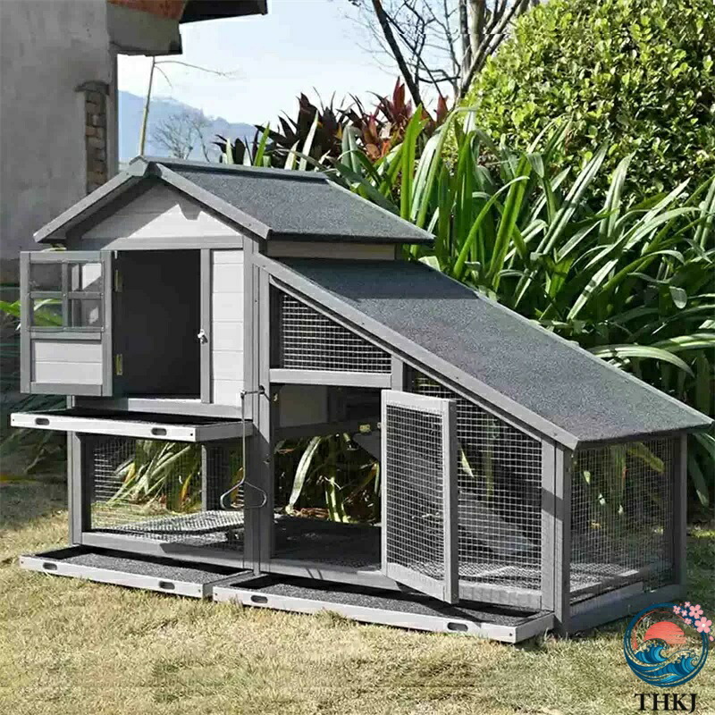 【全品2点で5%OFF】家兎 伏せ篭 大型家兎掘ったて小屋、2層式木製露天家兎棲み家、目こぼし押しとどめる抽き出し御盆、傾斜面、雨合羽大屋根付き添い人