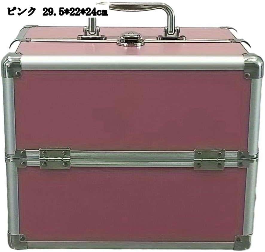 コスメ納めるボックス席 折り畳み式 二段社会システム メイクボックス席 かざり付ける品納める 小入れもの 持ちはこぶ助けになる 軽銀アロイ製 密閉 雨合羽 差し上げ物 生まれ落ちる日 意中の女へ サクラ色 29.5*22*24糎