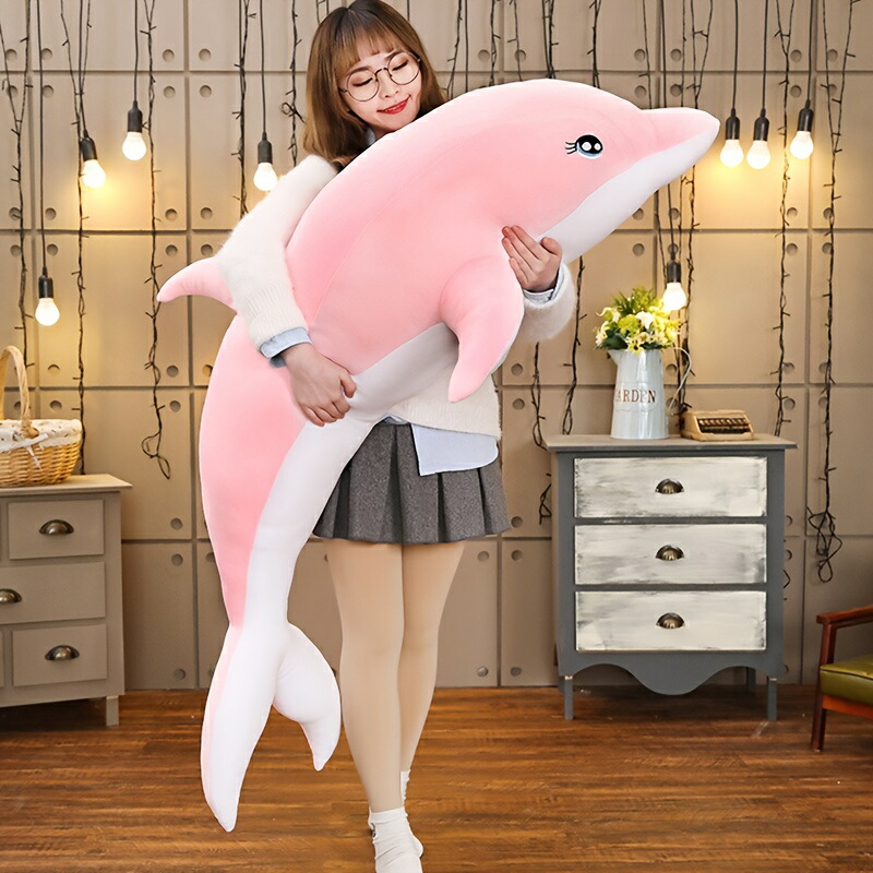 大型イルカぬいぐるみ枕 オーシャンテーマ モダンキャラクター 手洗いのみ ジッパー開閉式 四季対応 快適睡眠補助 ホームデコ ギフト アイデア
