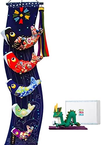 室内鯉のぼりセット 1ｍ コンパクト オシャレ 鯉の滝登り ちりめん細工 手作り 和風 タペストリー 子供の日 贈り物