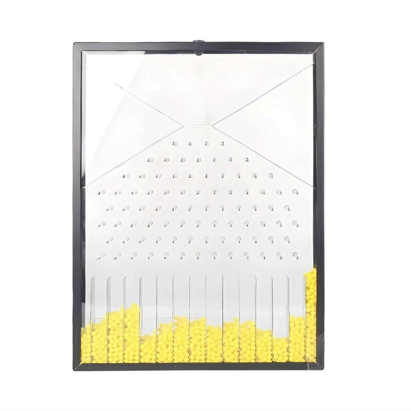 自然哲学受けつたえるゴルトンボード、試みモデルダルトンボード、瓦斯体分子速力度の成り行き的な統計学自然の法則運動すること示威運動、授業時間試み室受けつたえる示威運動用(黄色)