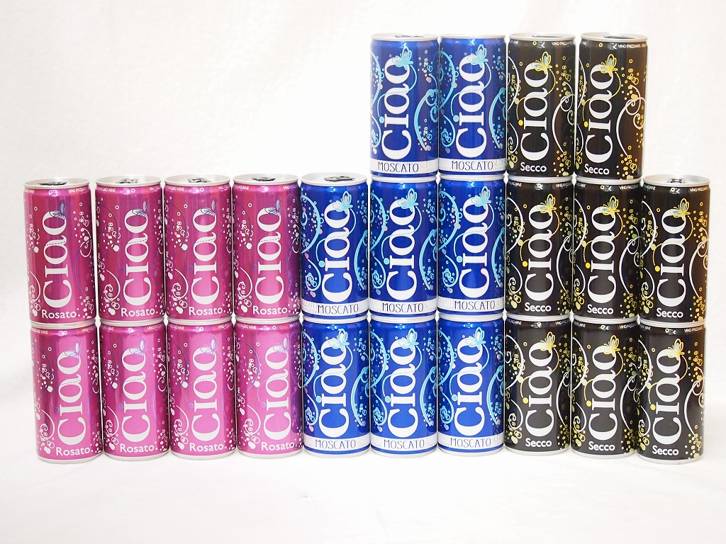 【最大2000円オフクーポン10日1:59迄】飲みきりイタリアワイン缶24本セット(チャオ モスカート 甘口微発泡白ワイン チャオ ビアンコ 辛口微発泡白ワイン チャオ ロザート やや辛口微発泡ロゼワイン) 200ml×24本