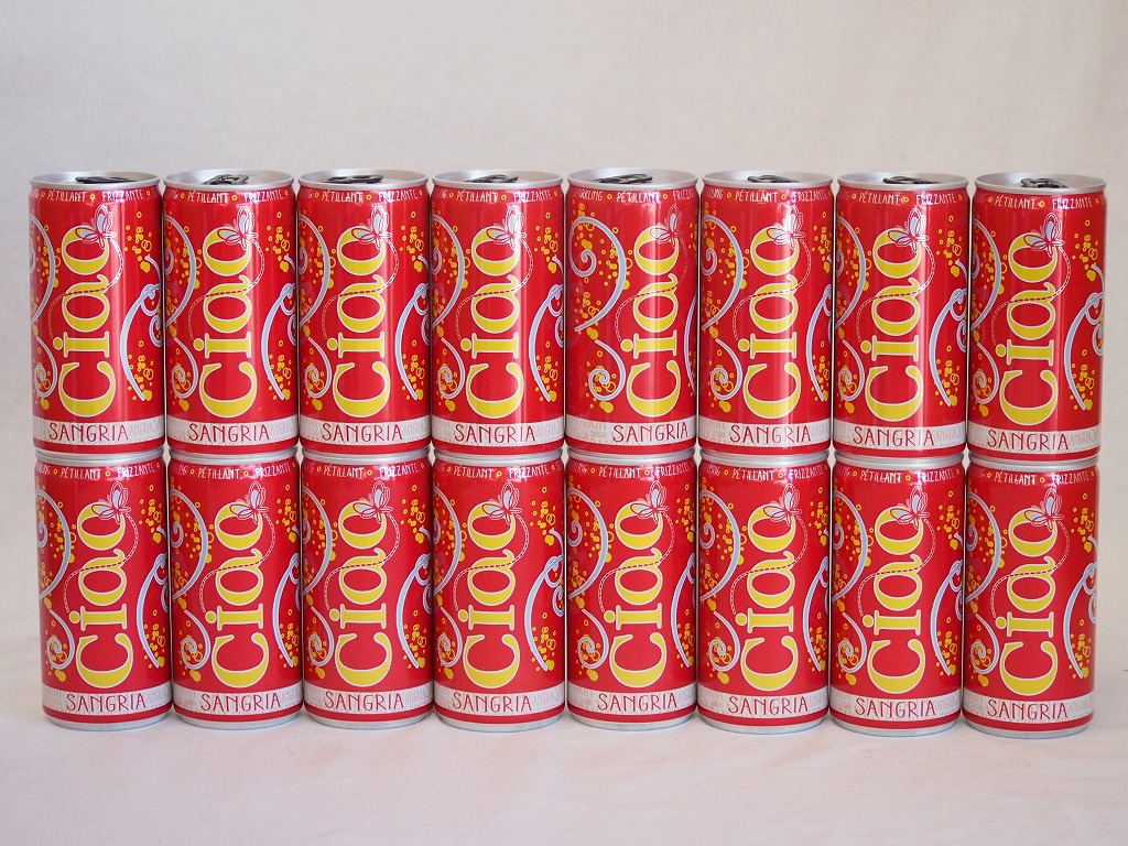 【最大2000円オフクーポン10日1:59迄】飲みきりイタリアワイン缶16本セット(チャオ サングリア やや甘口微発泡赤ワイン) 200ml×16本