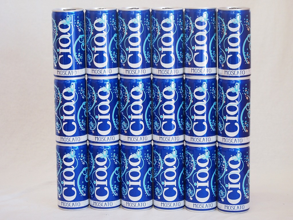 【最大2000円オフクーポン10日1:59迄】飲みきりイタリアワイン缶18本セット(チャオ モスカート 甘口微発泡白ワイン) 200ml×18本 5,026円