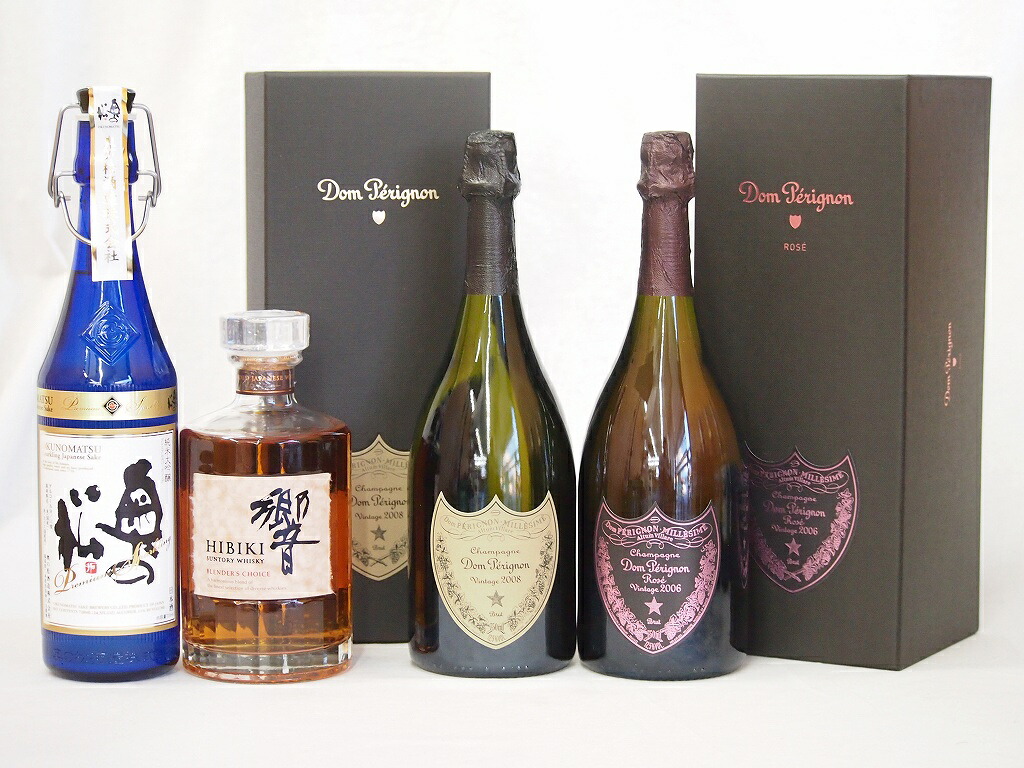 【最大2000円オフクーポン26日1:59迄】最高峰SAKE日仏4本セット(フランスドンペリニヨン白 ドンペリ二ヨンロゼ ギフト箱付750ml&times;2本 ジャパニーズウイスキー響700ml&times;1本 福島県奥の松 純米大吟醸プレミアムスパークリング720ml&times;1本）｜贈り物本舗じざけや 87,989円