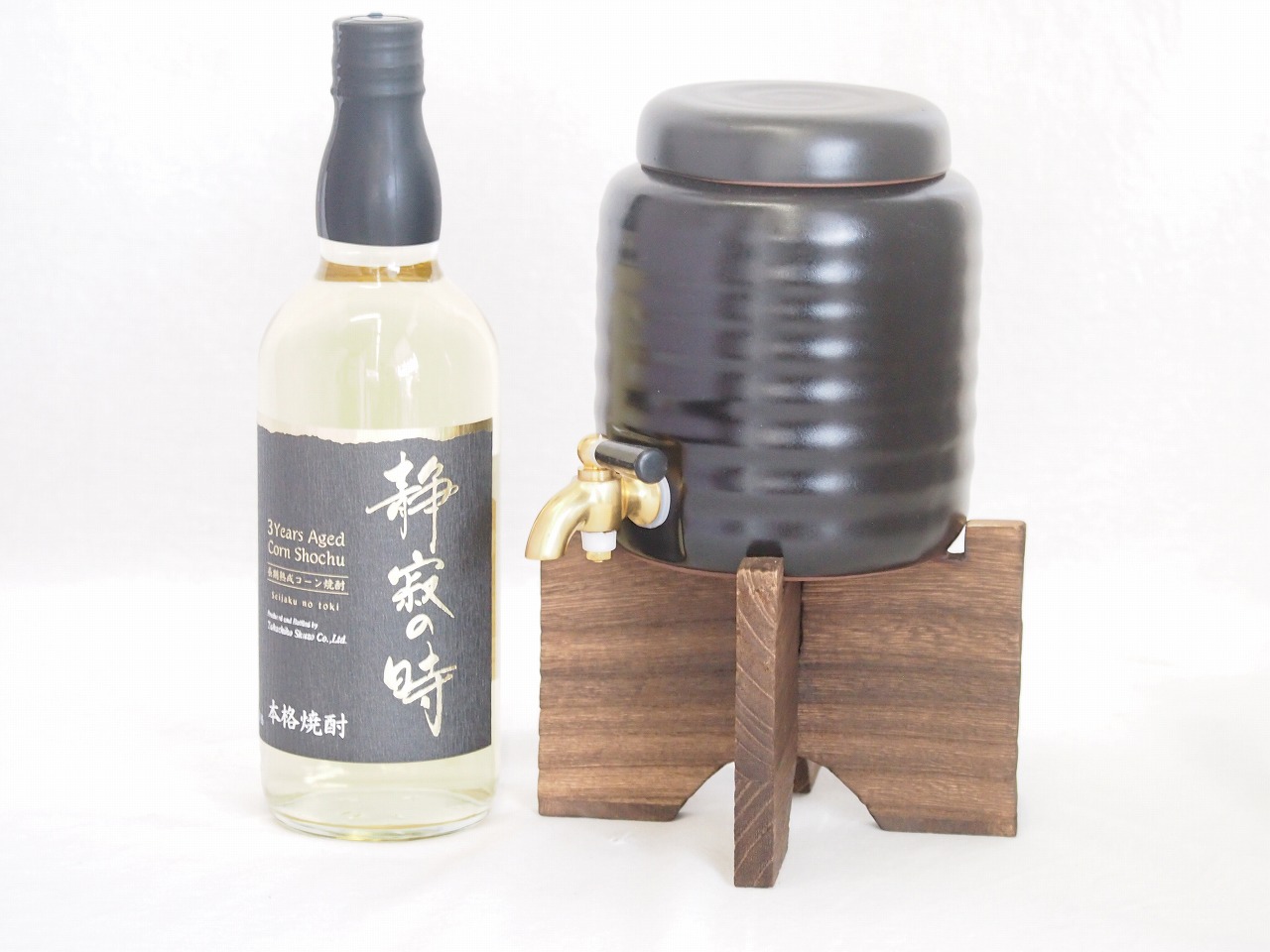【最大2000円オフクーポン17日1:59迄】本格焼酎サーバー1000cc(18cm×24cm 1kg)セット100%とうもろこし樫樽長期貯蔵焼酎静寂の時25度（宮崎県） 720ml×1本
