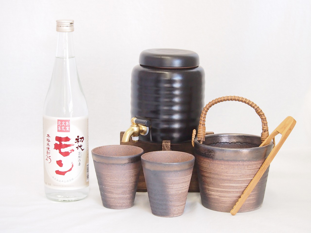 本格焼酎サーバー1000cc(18cm×24cm 1kg)萬古焼ペアカップ氷入れ竹トングセット井上酒造 本格米焼酎 初代百助の妻モン (大分県) 720ml×1本 9,344円