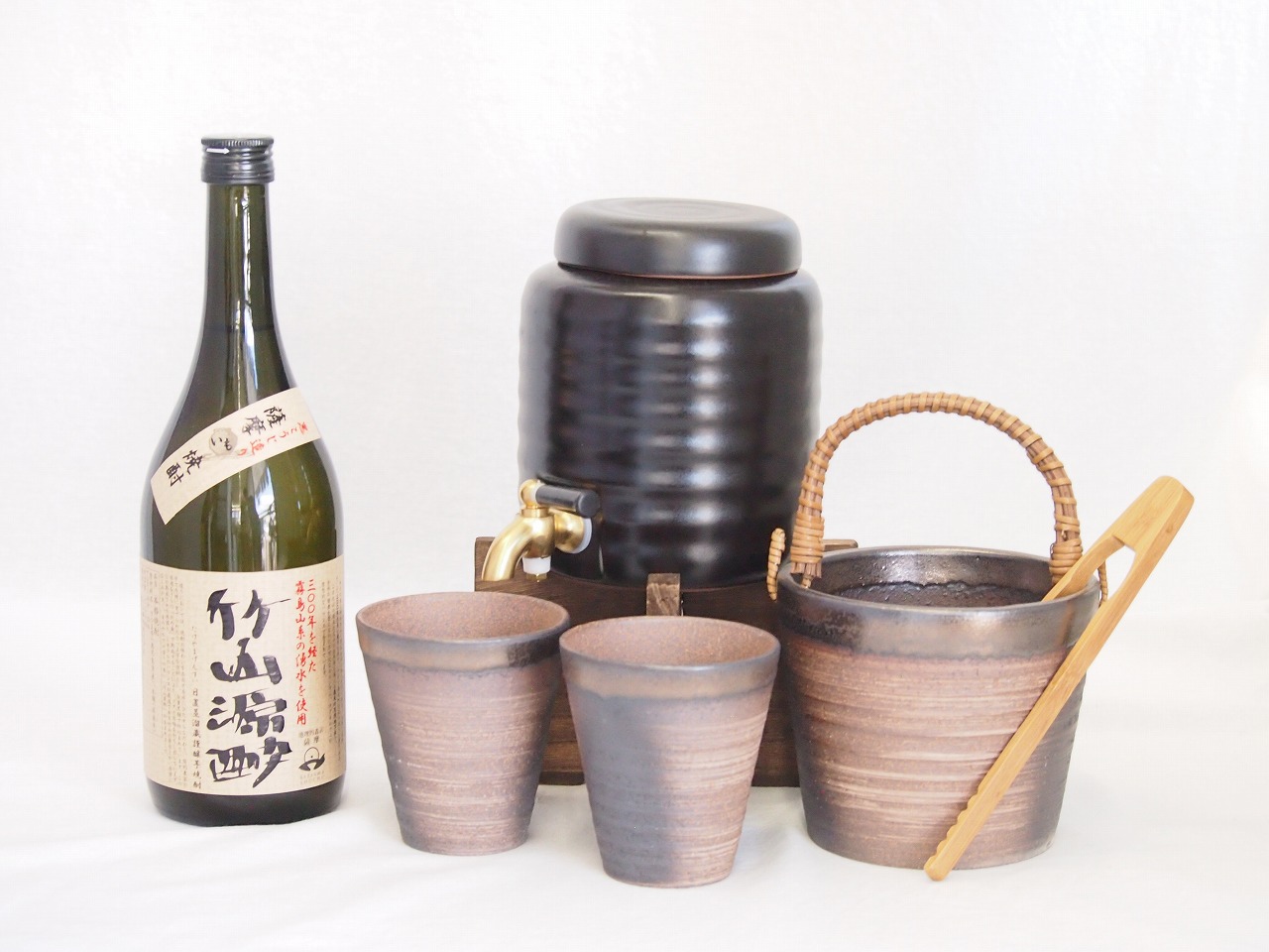 本格焼酎サーバー1000cc(18cm×24cm 1kg)萬古焼ペアカップ氷入れ竹トングセット小正醸造 薩摩芋焼酎竹山源酔 (鹿児島県) 720ml×1本 8,506円