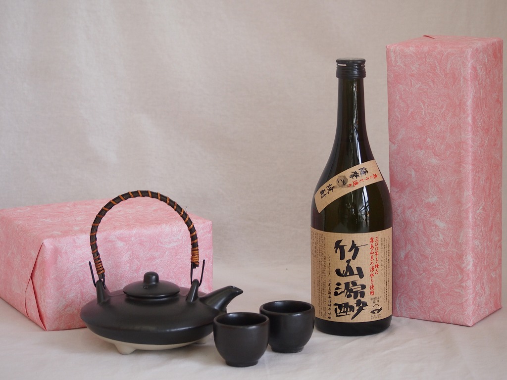 【最大2000円オフクーポン17日1:59迄】国産美濃焼 黒千代香2合セット2客ツル付(450g)小正醸造 薩摩芋焼酎竹山源酔 (鹿児島県) 720ml