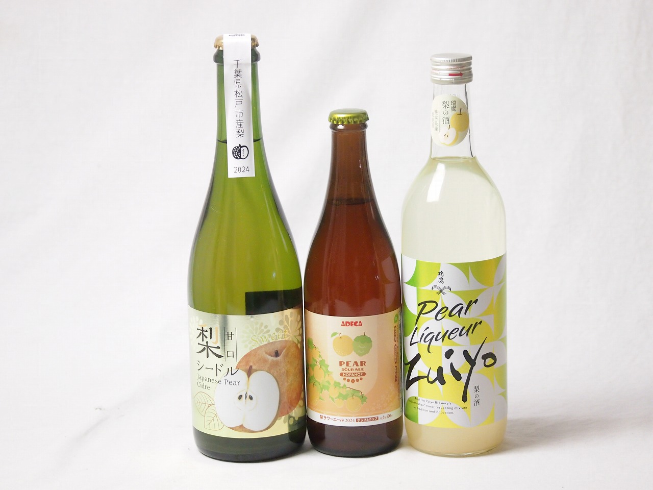 【最大2000円オフクーポン10日1:59迄】梨の果汁感たっぷり3本セット(アデカ 梨サワーエールホップ＆ホップ5度(千葉県) アデカ 千葉県産甘口梨シードル6度(長野県) 瑞鷹 梨の酒 リキュール10度(熊本県)) 500ml×1本 750ml×1本 720ml×1本