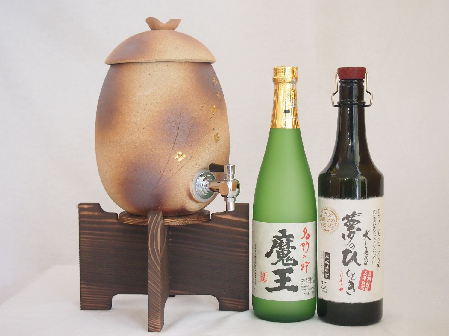 信楽焼 明山窯 焼酎サーバー 火色金小紋 2200ｃｃ 滋賀県 芋焼酎2本セット 魔王720ml 井上酒造 夢のひととき5年熟成720ｍｌ 鹿児島  大分 最大65％オフ！