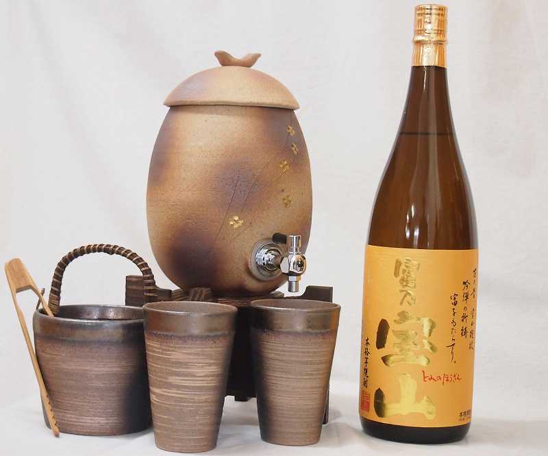 信楽焼・明山窯　焼酎サーバー　火色金小紋　2200ｃｃ(滋賀県)+萬古焼・備前金彩焼酎ペアカップ 氷入れ(三重県)+芋焼酎 西酒造 富乃宝山 1800ml(鹿児島県) 27,466円
