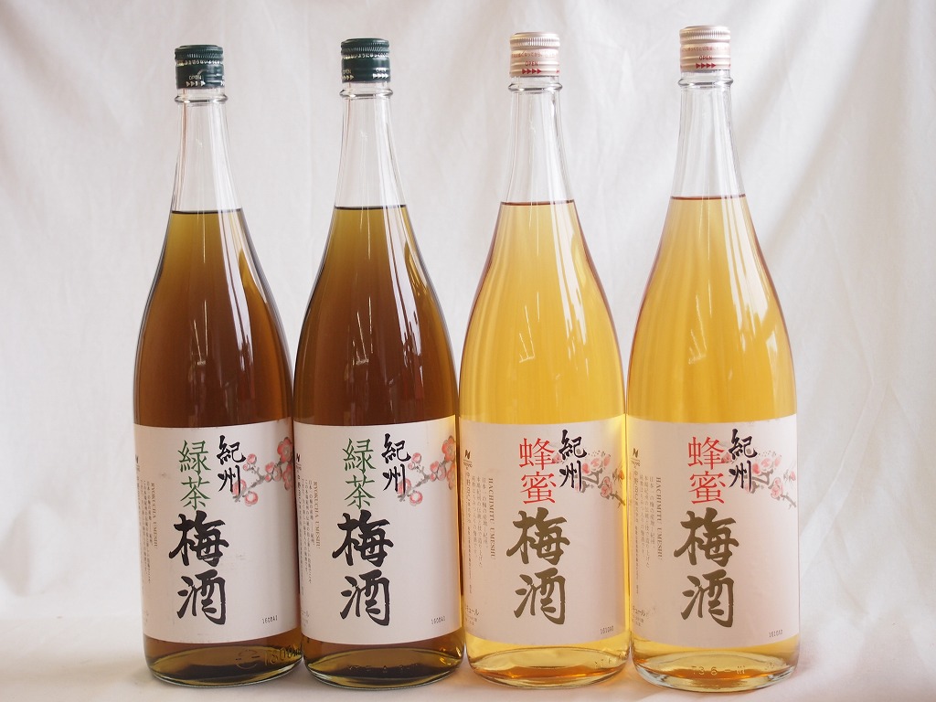 【最大2000円オフクーポン26日1:59迄】梅酒4本セット(蜂蜜梅酒(和歌山) 緑茶梅酒(和歌山県)) 1800ml&times;4本｜贈り物本舗じざけや
