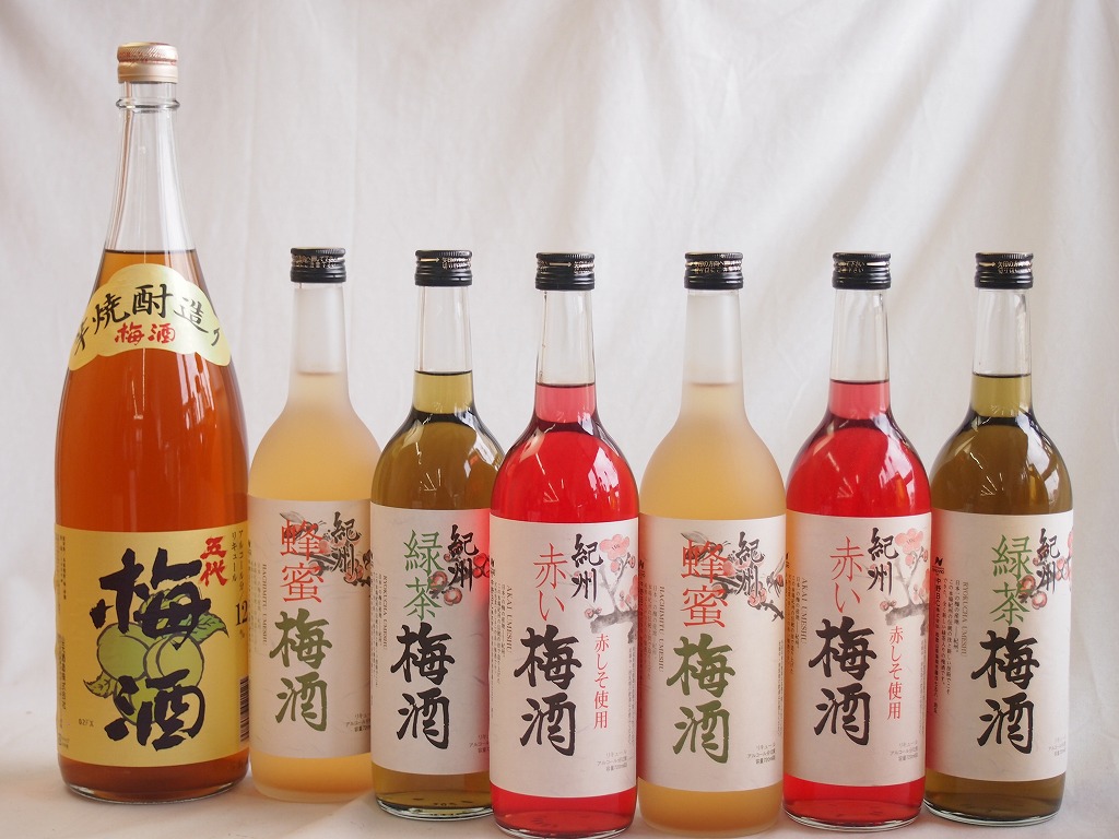 カラフル梅酒7本セット(芋焼酎仕込五代梅酒(鹿児島) 赤しそ赤い梅酒(和歌山) 蜂蜜梅酒(和歌山) 緑茶梅酒(和歌山)) 1800ml×1本 720ml×6本