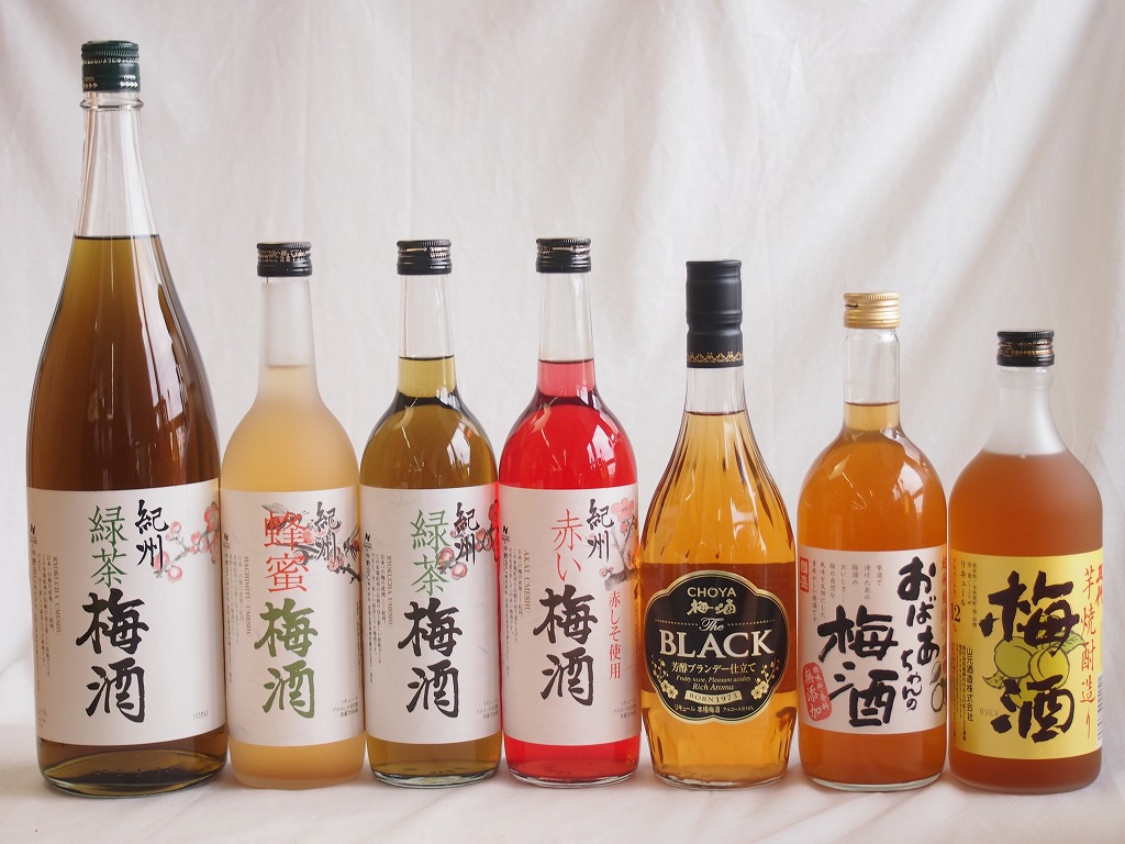 豪華梅酒7本セット(おばあちゃんの梅酒 芋焼酎仕込五代梅酒(鹿児島) 赤しそ赤い梅酒(和歌山) 芳醇ブランデー仕立チョーヤ梅酒 蜂蜜梅酒(和歌山) 緑茶梅酒(和歌山) 緑茶梅酒(和歌山県)) 720ml×6本 1800ml×1本
