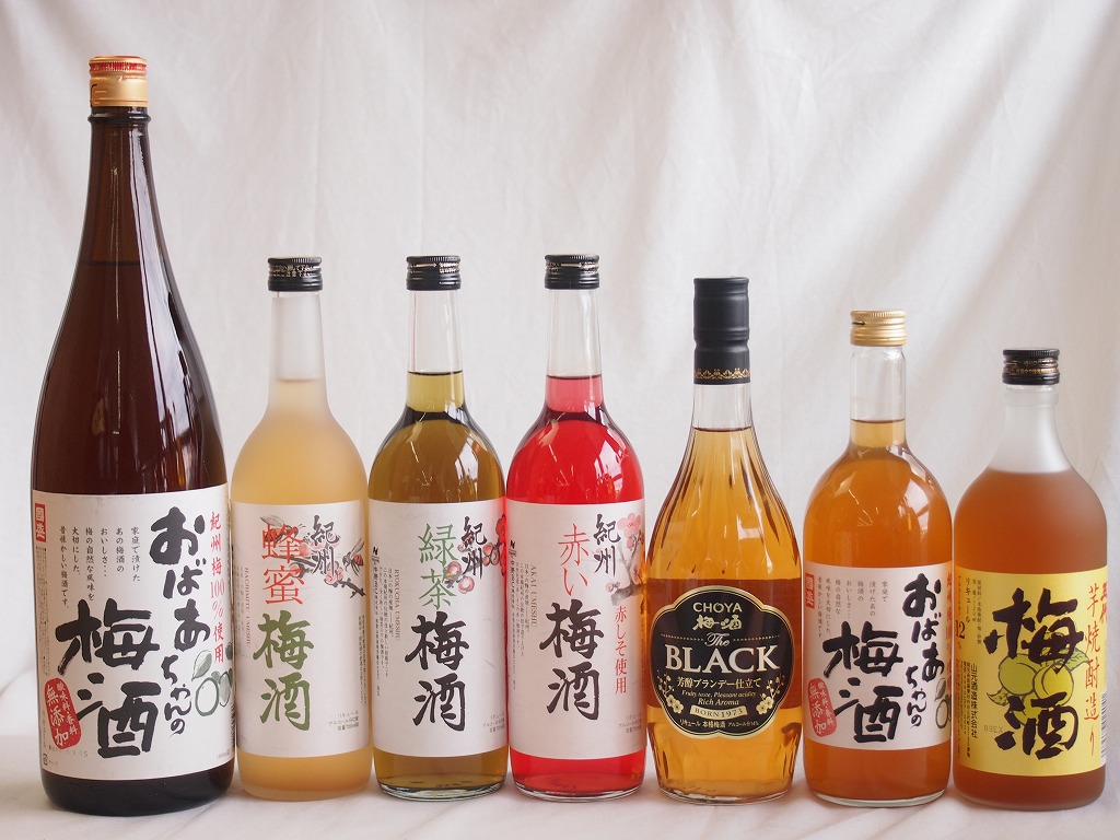 【最大2000円オフクーポン26日1:59迄】豪華梅酒7本セット(おばあちゃんの梅酒 芋焼酎仕込五代梅酒(鹿児島) 赤しそ赤い梅酒(和歌山) 芳醇ブランデー仕立チョーヤ梅酒 蜂蜜梅酒(和歌山) 緑茶梅酒(和歌山)) 1800ml×1本 720ml×6本|贈り物本舗じざけや