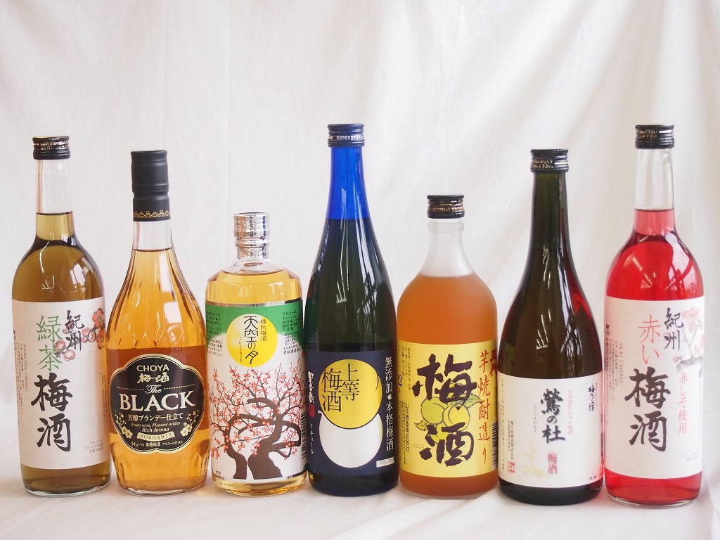 【最大2000円オフクーポン26日1:59迄】豪華梅酒7本セット(芋焼酎仕込五代梅酒(鹿児島) 赤しそ赤い梅酒(和歌山) 樽熟梅酒天空の月(大分) 梅酒 鶯の杜(奈良) 芳醇ブランデー仕立チョーヤ梅酒 無添加上等梅酒(鹿児島) 緑茶梅酒(和歌山)) 720ml×7本|贈り物本舗じざけや