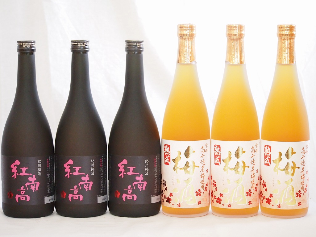 梅酒6本セット 紅南高梅酒度 和歌山 梅酒 贈り物ギフトセット包装 熨斗 メッセージカード無料 高千穂産梅使用熟成梅酒 7ml 6本 贈り物本舗じざけや