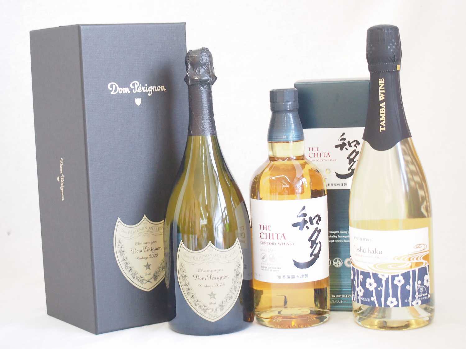 【最大2000円オフクーポン26日1:59迄】正規ドンペリと京都青谷産スパークリング城州白梅ワイン(甘口)　知多蒸留所謹製 知多 サントリーウイスキー シングルグレーンモルト ギフトBOX入り 700ml　3本セット｜贈り物本舗じざけや 38,987円