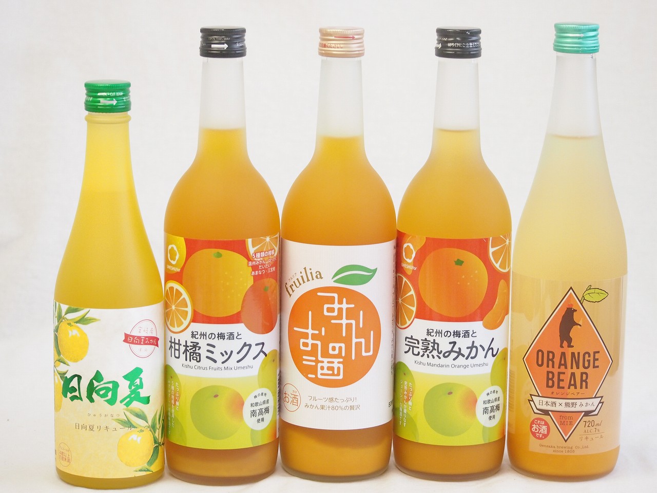 【最大2000円オフクーポン10日1:59迄】柑橘系のお酒特集 5本セット(みかんのお酒7度(愛知県) 紀州の梅酒と完熟みかん12度(和歌山県) 紀州の梅酒と柑橘ミックス12度(和歌山県) 高千穂日向夏14度(宮崎県) オレンジベアー7度(三重県)) 720ml×4本 500ml×1本