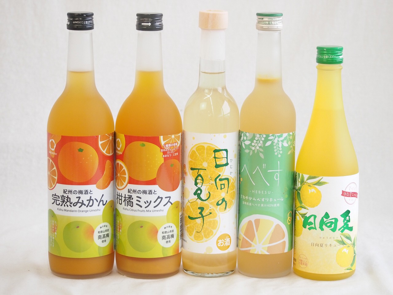 【最大2000円オフクーポン10日1:59迄】柑橘系のお酒特集 5本セット(紀州の梅酒と完熟みかん12度(和歌山県) 紀州の梅酒と柑橘ミックス12度(和歌山県) 高千穂日向夏14度(宮崎県) 日向の夏子12度(宮崎県) さわやかへべすリキュール14度(宮崎県)) 720ml×2本 500ml×3本