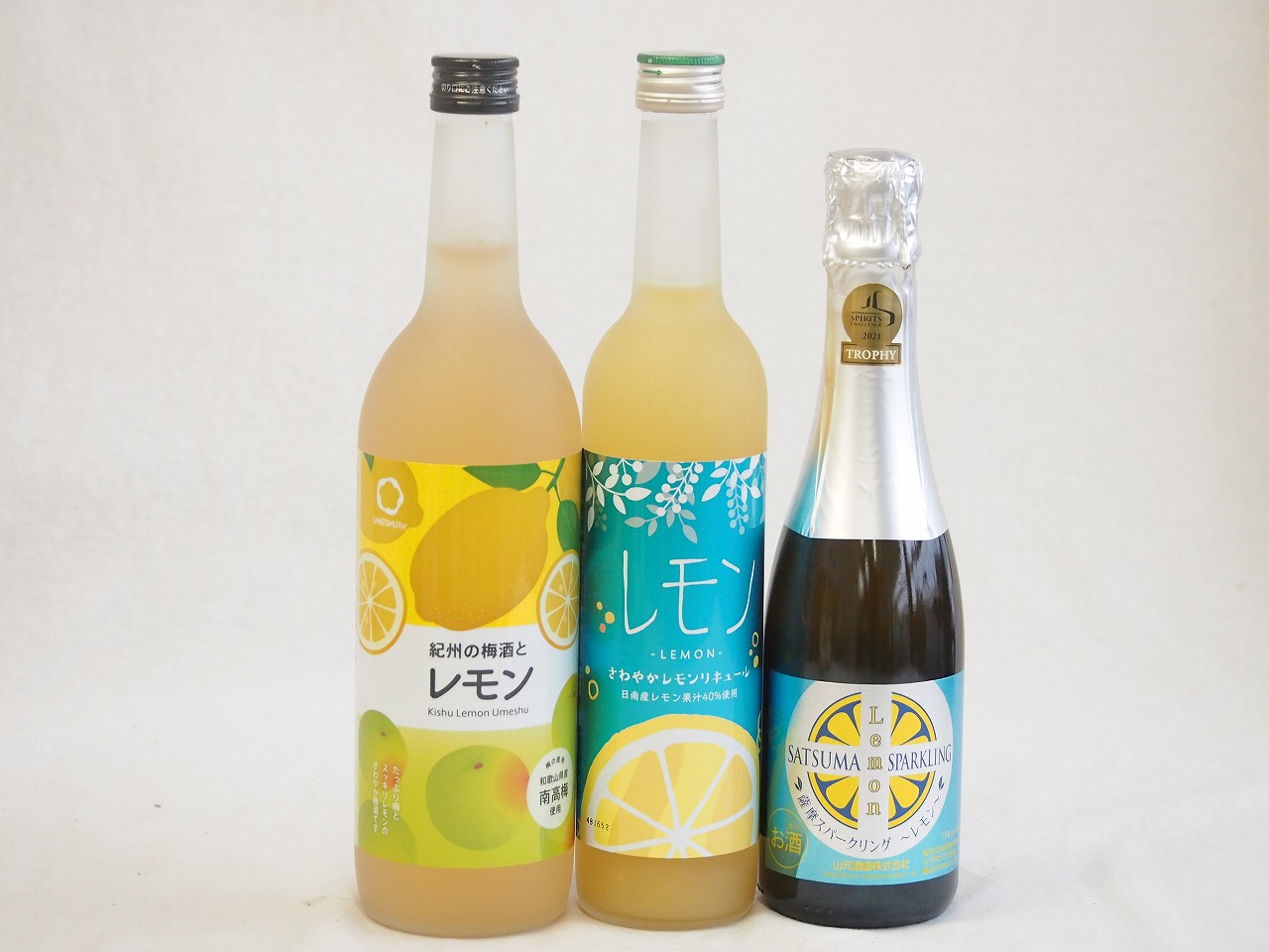【最大2000円オフクーポン10日1:59迄】3本セット(紀州の梅酒とレモン12度(和歌山県) さわやかレモンリキュール14度(宮崎県) 薩摩スパークリングレモン8度(鹿児島県)) 720ml×1本 500ml×1本 375ml×1本