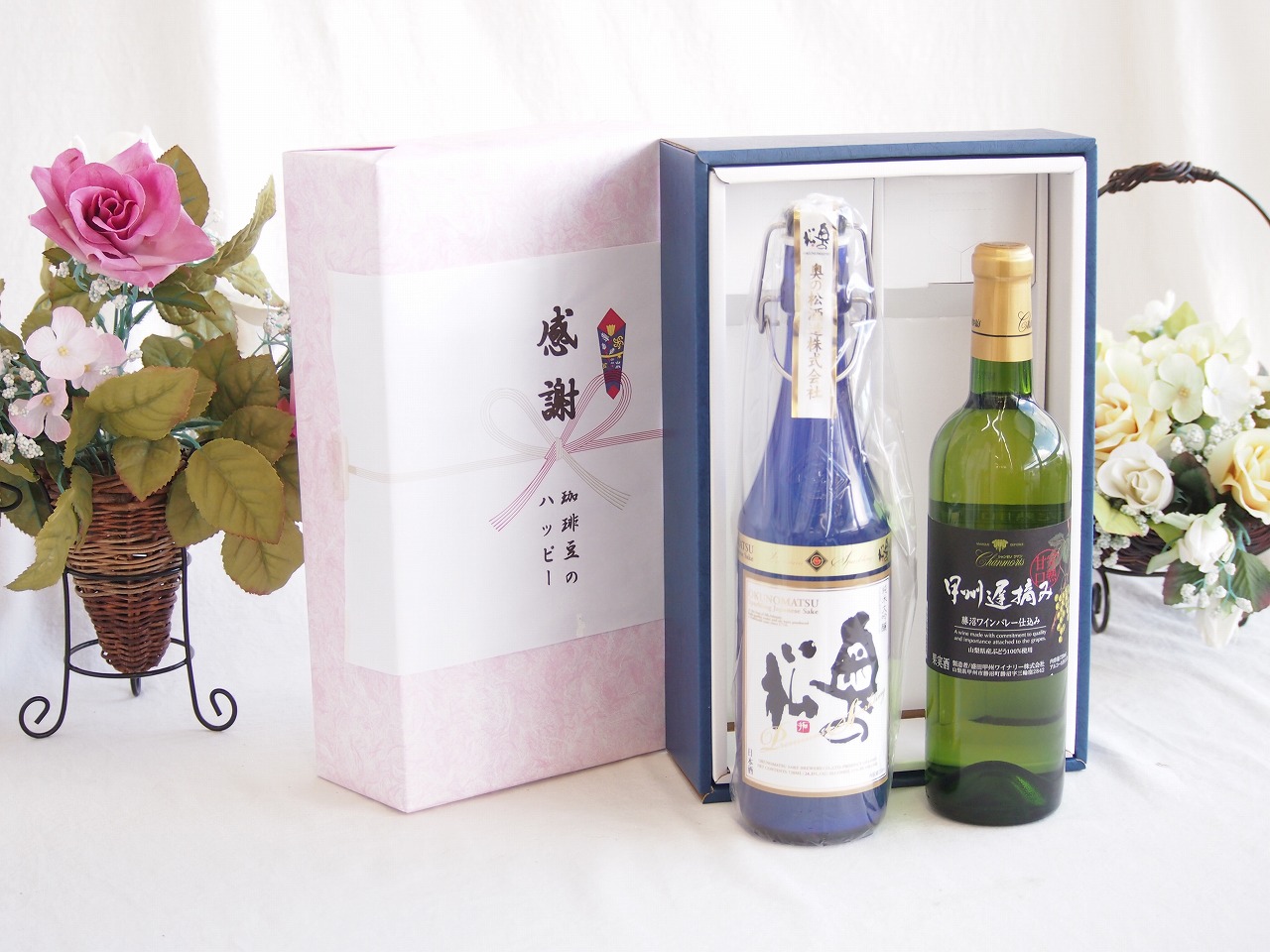 感謝の贈り物ボックス スパークリング日本酒と国産ワインセット(甲州遅摘み 白 完熟甘口ワイン 甘口(山梨県)720ml奥の松純米大吟醸スパークリング720ml